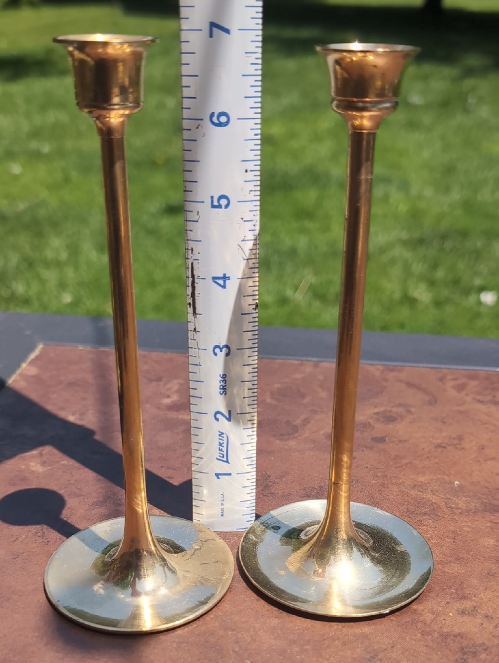 Vintage Pair of Brass Taper Candle Holders - Gold Finish